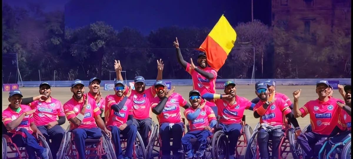 Karnataka wheelchair cricket team celebrating