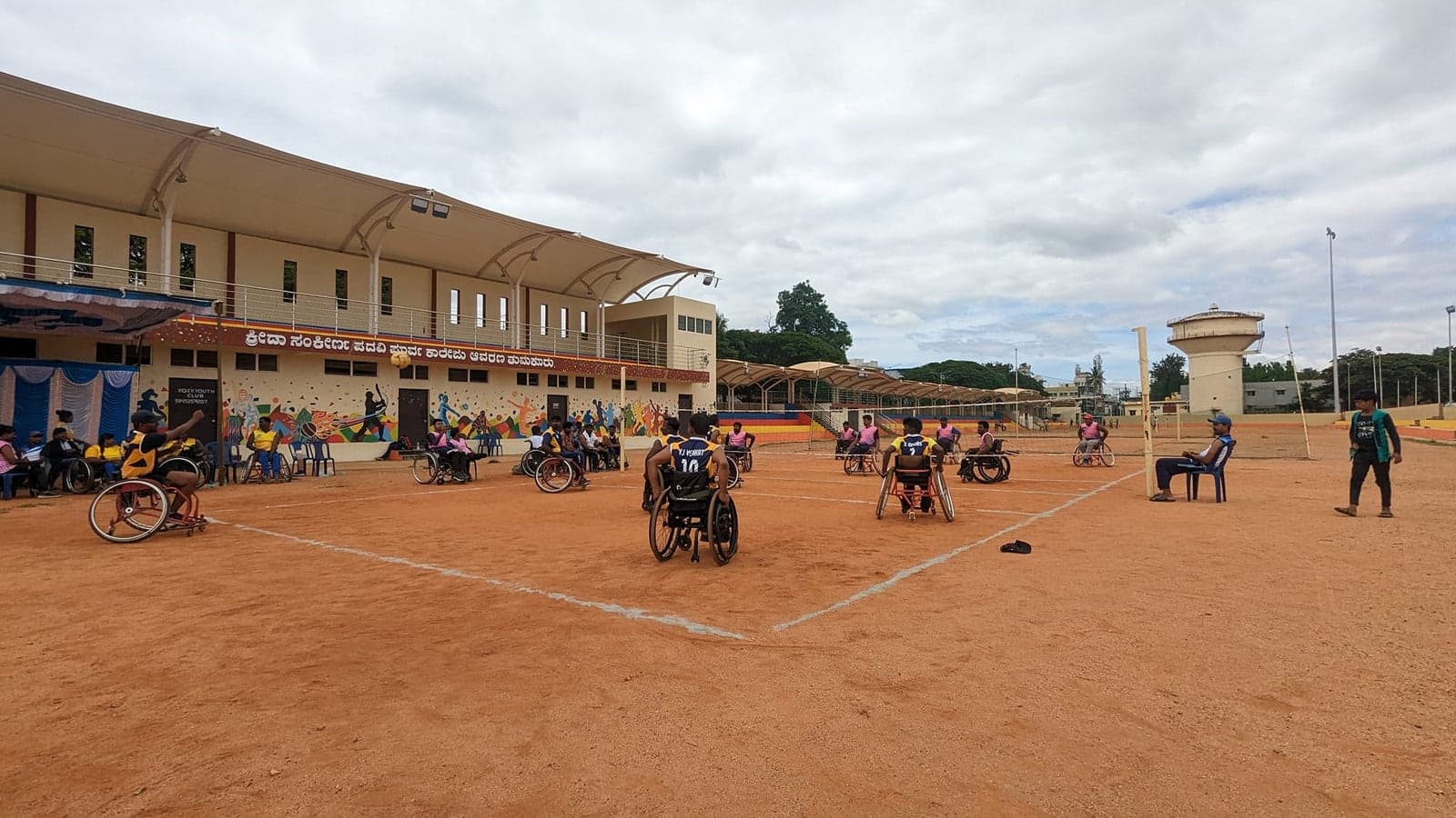 Wheelchair volleyball action