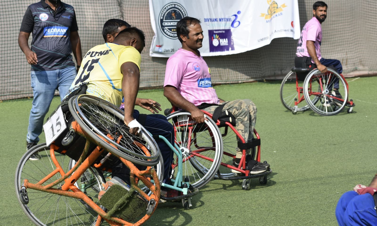 Wheelchair handball action at the 3rd National Championship